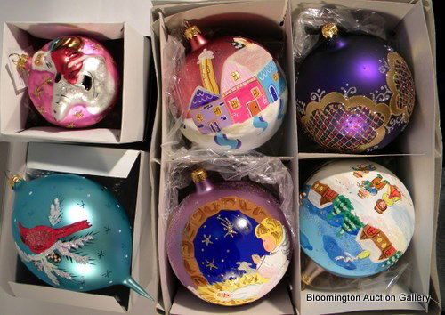 6 Christopher Radko Hand Painted Christmas Ornaments : 6 Christopher Radko Hand Painted Christmas Ornaments