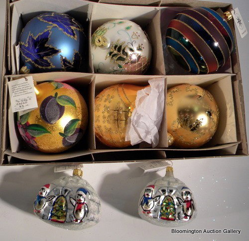 8 Christopher Radko Hand Painted Christmas Ornaments : 8 Christopher Radko Hand Painted Christmas Ornaments w/Original Box