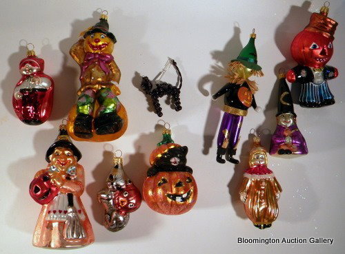 10 Christopher Radko Halloween Themed Ornaments: 10 Christopher Radko Halloween Themed Hand Painted Christmas Ornaments w/Original Box