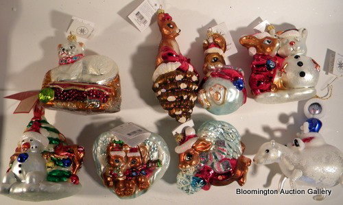 8 Christopher Radko Hand Painted Christmas Ornaments: 8 Christopher Radko Hand Painted Christmas Ornaments w/Original Box