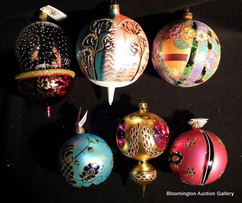6 Christopher Radko Hand Painted Christmas Ornaments: 6 Christopher Radko Hand Painted Christmas Ornaments w/Original Box