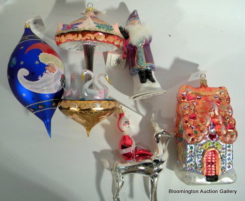 5 Christopher Radko Hand Painted Christmas Ornaments: 5 Christopher Radko Hand Painted Christmas Ornaments w/Original Box