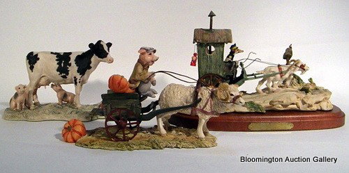 3 Lowell Davis Figurines - Animal Themed: 3 Lowell Davis Figurines - When Coffee Never Tasted So Good, Piggin Out, Punkin Pig . Animal Figurines