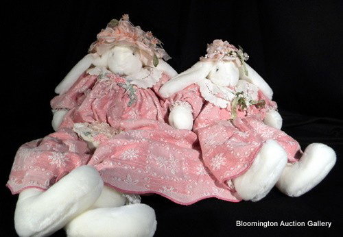 2 Bunnies by the Bay Dolls - Miss Rose Petal & Patty...: 2 Bunnies by the Bay Dolls - Miss Rose Petal & Patty Petal - 28" & 22" high Handcrafted