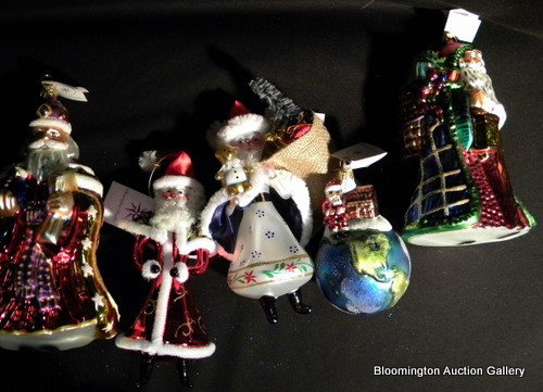 5 Christopher Radko Hand Painted Santa Ornaments: 5 Christopher Radko Hand Painted Santa Ornaments