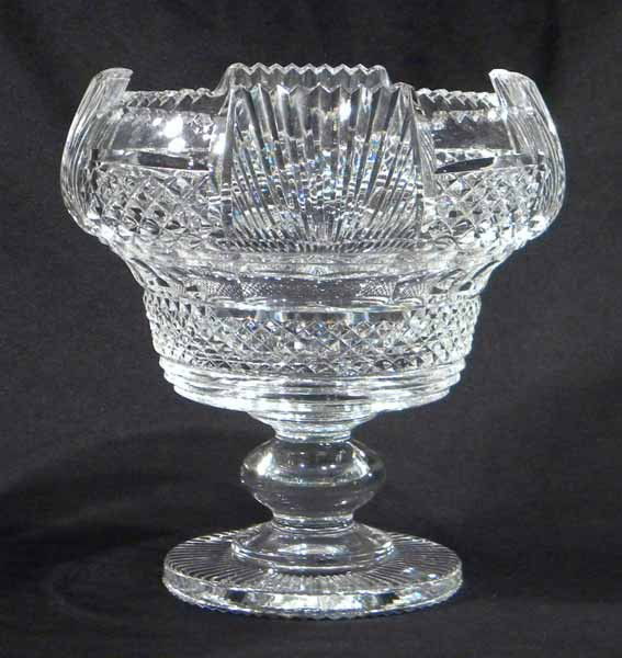 Large cut crystal pedestal compote Marked Waterford