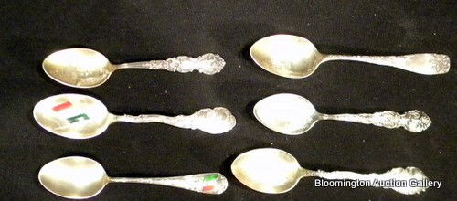 6 Sterling Silver Souvenir Spoons F/ Mexico: 6 Sterling Silver Souvenir Spoons all from Mexico. Antique