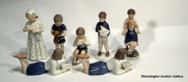 7 B & G Figurines, All of Young Children: 7 B & G Figurines, all of young children, ranging from 3" to 7" high - Vintage