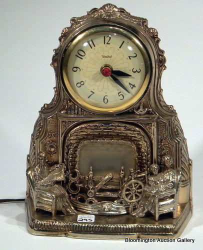 United Electric Clock: United Electric Clock with Figural Base - 10"High