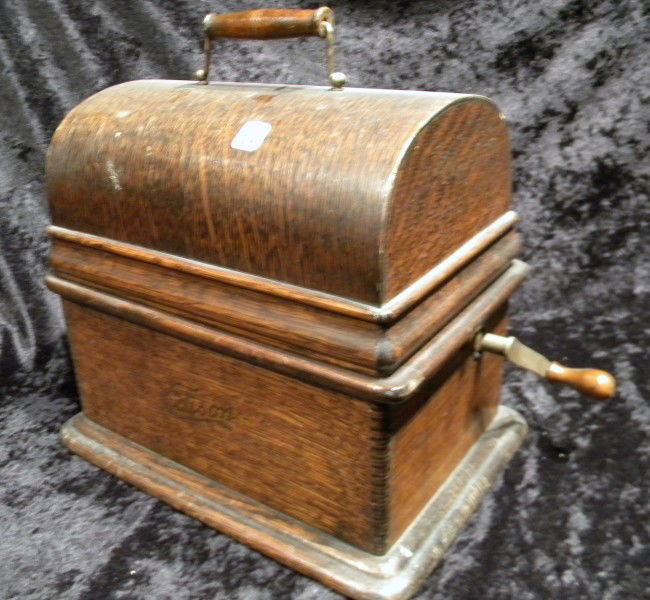 Edison Phonograph w/ 21 Records, Antique : Edison Phonograph & Collection of 21 Records, 13" high, 18" wide - Antique