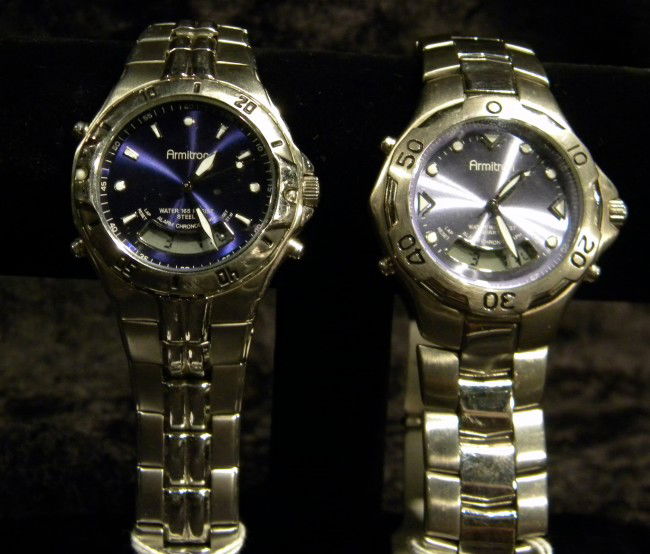 2 Armitron Men's Watches, Working: 2 Armitron mens wrist watches in stainless steel cases - both working condition - modern
