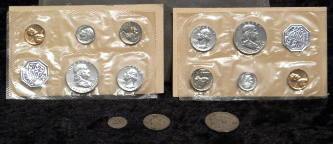 2 1961 Proof Sets, '48 Half Dollar, Quart., Dime: 2 1961 US Proof Sets and 1948 half dollar, quarter and dime - Vintage