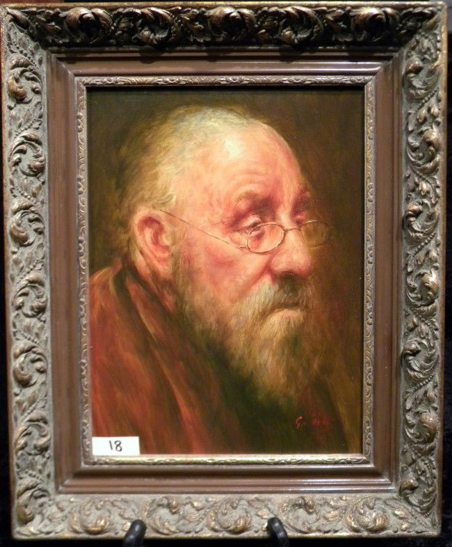 G. Van Pelt Oil on Canvas Portrait, Framed: Framed G. Van Pelt signed oil on canvas painting portrait of elderly man with spectacles and beard - 21.5" x 17.75" overall.