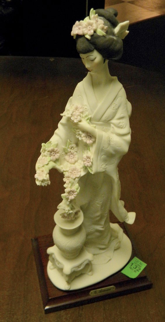 1987 G. Armani "Florence" Figurine - Italy: 1987 G. Armani figurine, "Florence", on wooden base, 13.5" high.