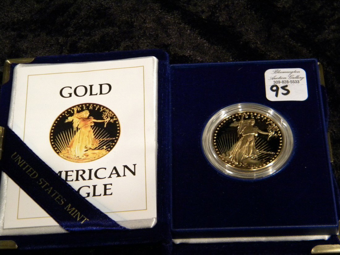1oz. $50 Gold American Eagle Coin 1986 - Proof: 1 oz. American Gold Eagle Proof $50 coin 1986 (MCMLXXXVI) in presentation case