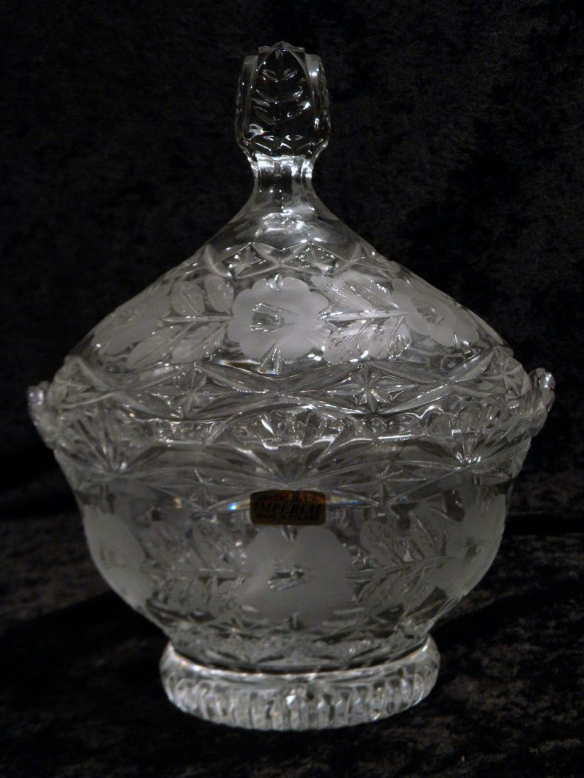 Imperial Lead crystal Lidded Oval Candy Dish