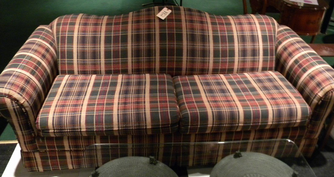 Home Rooms Of England Corsair Plaid Upholstered Couch Sep 09