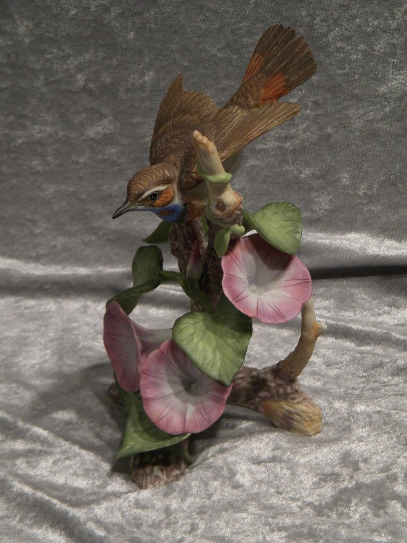 Nat Audubon Society Porcelain Bird Figurine, Bluethroat: National Audubon Society Arthur Singer Ltd. Ed. Bluethroat Porcelain Bird Figurine dated 1983, 9" high