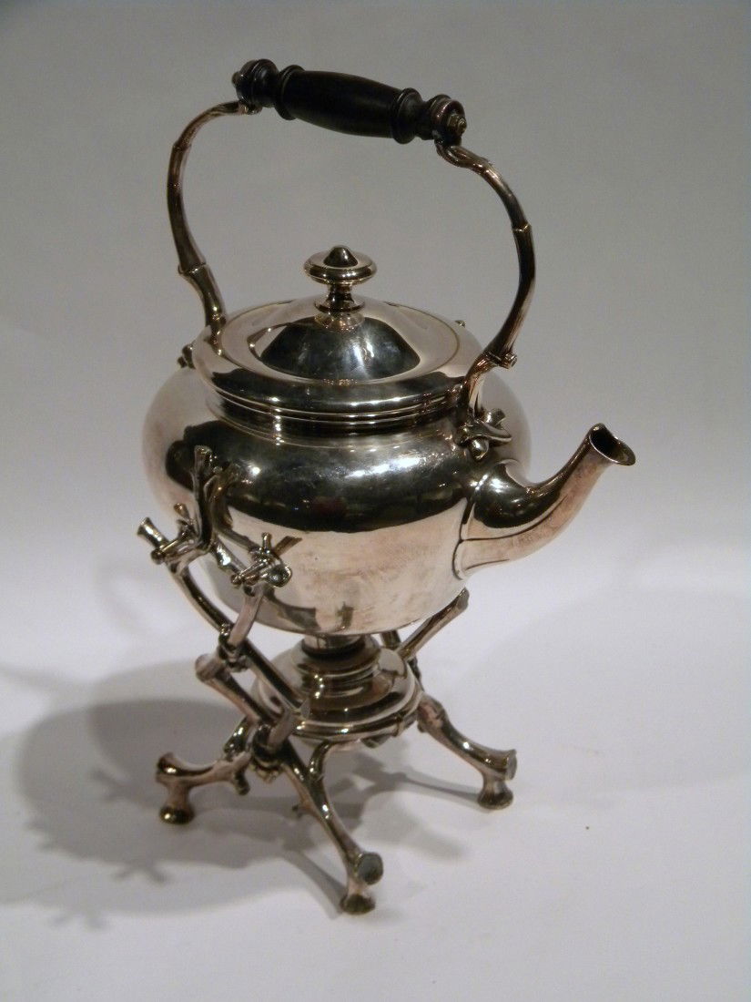 Christofle France Silver Plated Teapot: Christofle France Silver Plated Teapot on ornate silver plated stand with warmer 15 1/2" H X 10 1/2" W Overall