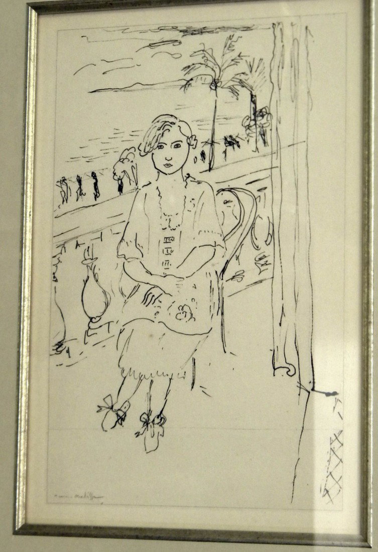 Framed Henri Matisse,Seated Woman Overlooking the Shore: Framed Henri Matisse "Seated Woman Overlooking the Shore" Lithograph, signed in plate lower left, Henri Matisse. 2003 appraisal of $1,200 from Tim Kelly, Chicago, IL - 19 1/2"H X 15 3/4"W Overall