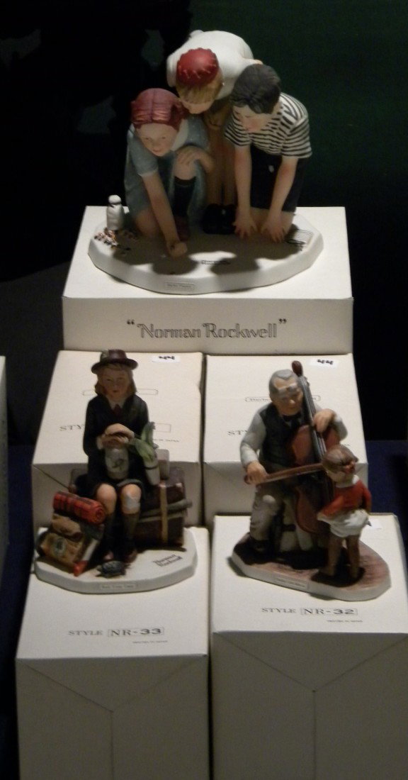 5 Grossman Norman Rockwell Figurines: 5 Dave Grossman Designs "Norman Rockwell" The Saturday Evening Post Cover Collection Figurines including "Grandpa's Little Ballerina" (5 1/2" x 4 1/2" x 3"), "Big Moment" (6 1/2"x 4 1/2" x 2 1/2"), "B