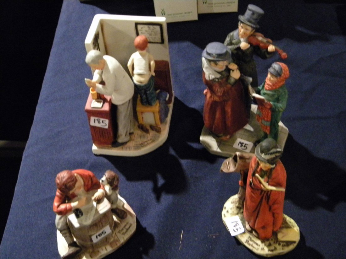 3 Norman Rockwell Figurines: 3 Norman Rockwell Figurines including Dave Grossman Designs Inc. "Little Doc - The History of Dr. Dafoe" See America First Norman Rockwell painting from Saturday Evening Post cover April 23, 1938 (6" 