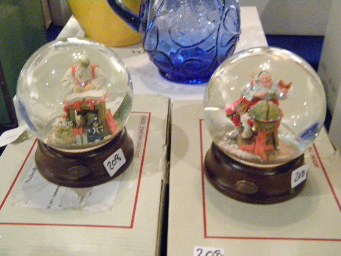 2 Rockwell's Classics Snow Globe Collectibles WOB's: 2 Pc "The Norman Rockwell Gallery: Rockwell's Classics" with ORIGINAL BOXES Santa Snow Globe Collection - Authorized Edition Noman Rockwell Family Trust including "Around the World" hand numbered A259