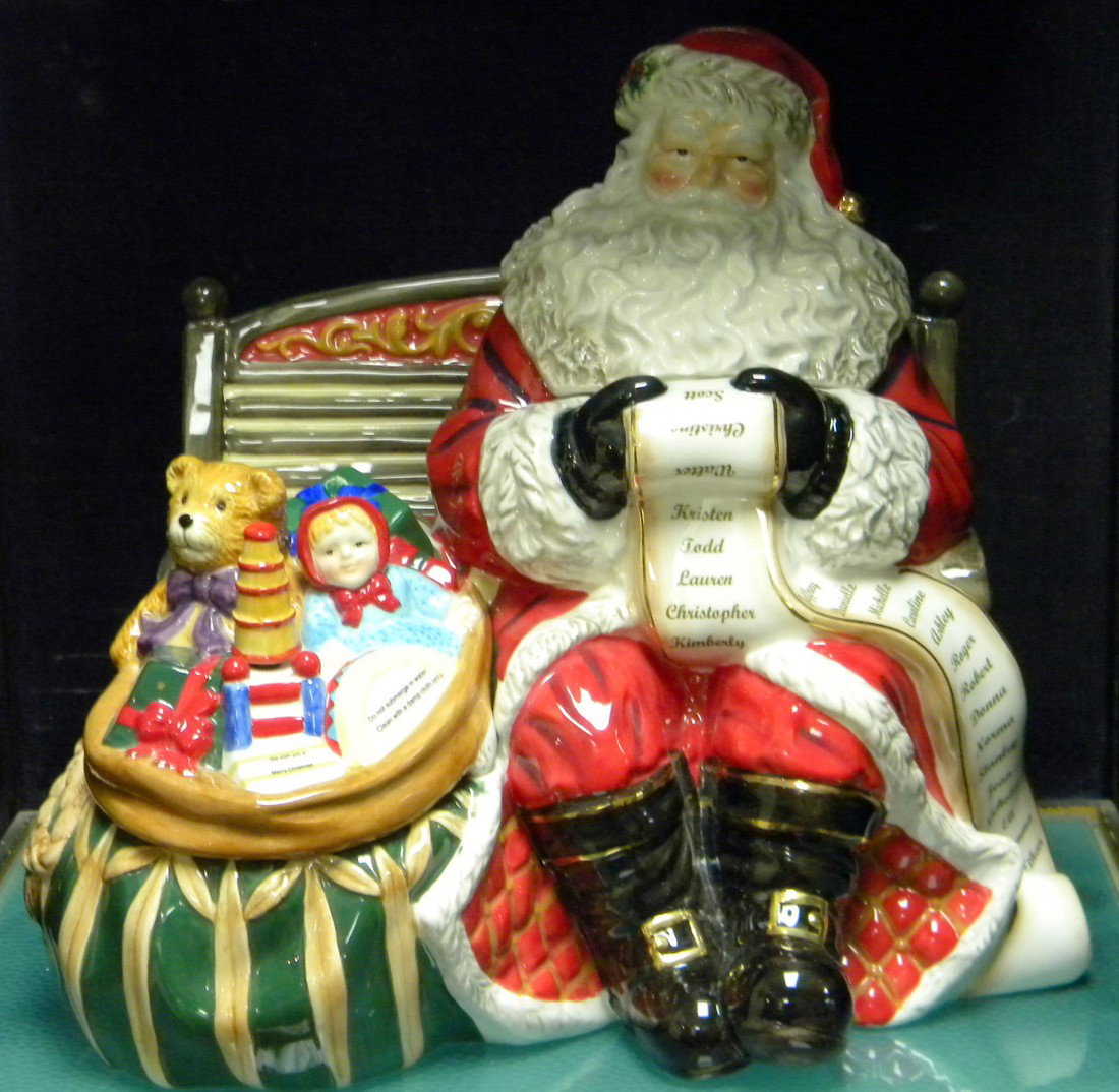 Waterford "Santa's List" Cookie\Candy Jar: Waterford Holiday Heirlooms "Santa's List" porcelain Musical Cookie/Candy Jar,(plays- "We Wish You A Merry Christmas") NIB.