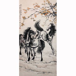 XU BEI HONG 徐悲鸿: XU BEI HONG 徐悲鸿 纸本立轴