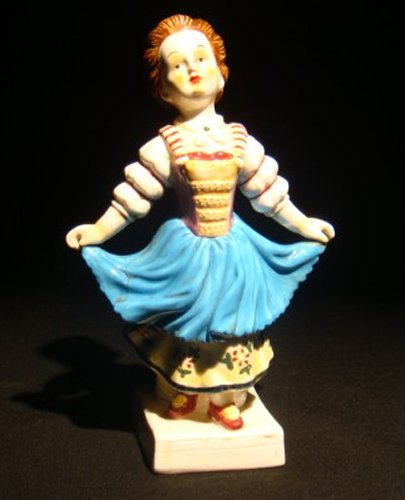 A Meissen porcelain figure of a lady: A Meissen porcelain figure of a lace lady . Crossed swords mark in blue under glaze, incised ''J5", impressed, "03" . ,8''H, 19century