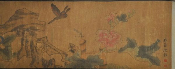 CHEN CHUN (QING DYNASTY) HANGING SCROLL.: CHEN CHUN (QING DYNASTY) HANGING SCROLL. Ink and color on paper signed and two artist's seals.