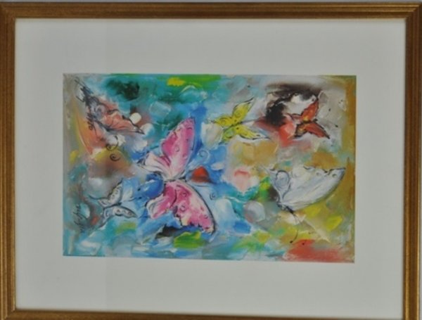 TED ETTORE DEGRAZIA: TED ETTORE DEGRAZIA .print with double signed. 14''x 8 3/4''