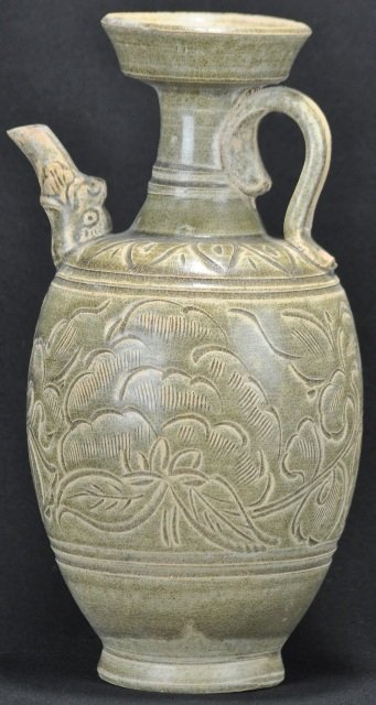 A YAO ZHOU EWER.(SONG DYNASTY): A yao zhou ewer decorated with flower.(Song Dynasty) 11 '' Tall