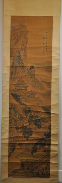 YUAN JIANG (1652-1735) HANGING SCROLL.: YUAN JIANG (1652-1735) HANGING SCROLL.ink color on paper signed by yuan jiang and two artist'S seals.16''X 60'' in.