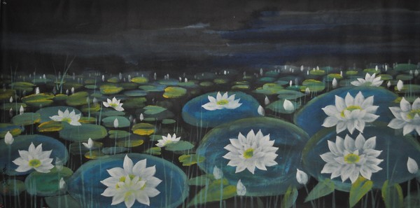 LIN FENG MIAN (1900-1991): Water color on peper signed by LIN FENG MIAN) with one artist's seal. not framed. 26 1/2''x51 1/2''.