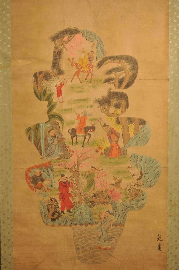 ATTRIBUTED TO FAN KUAN (1023-1032): Ink color on silk signed by FAN KUAN and with one aritst's seal. 34 3/4''x64 1/4''