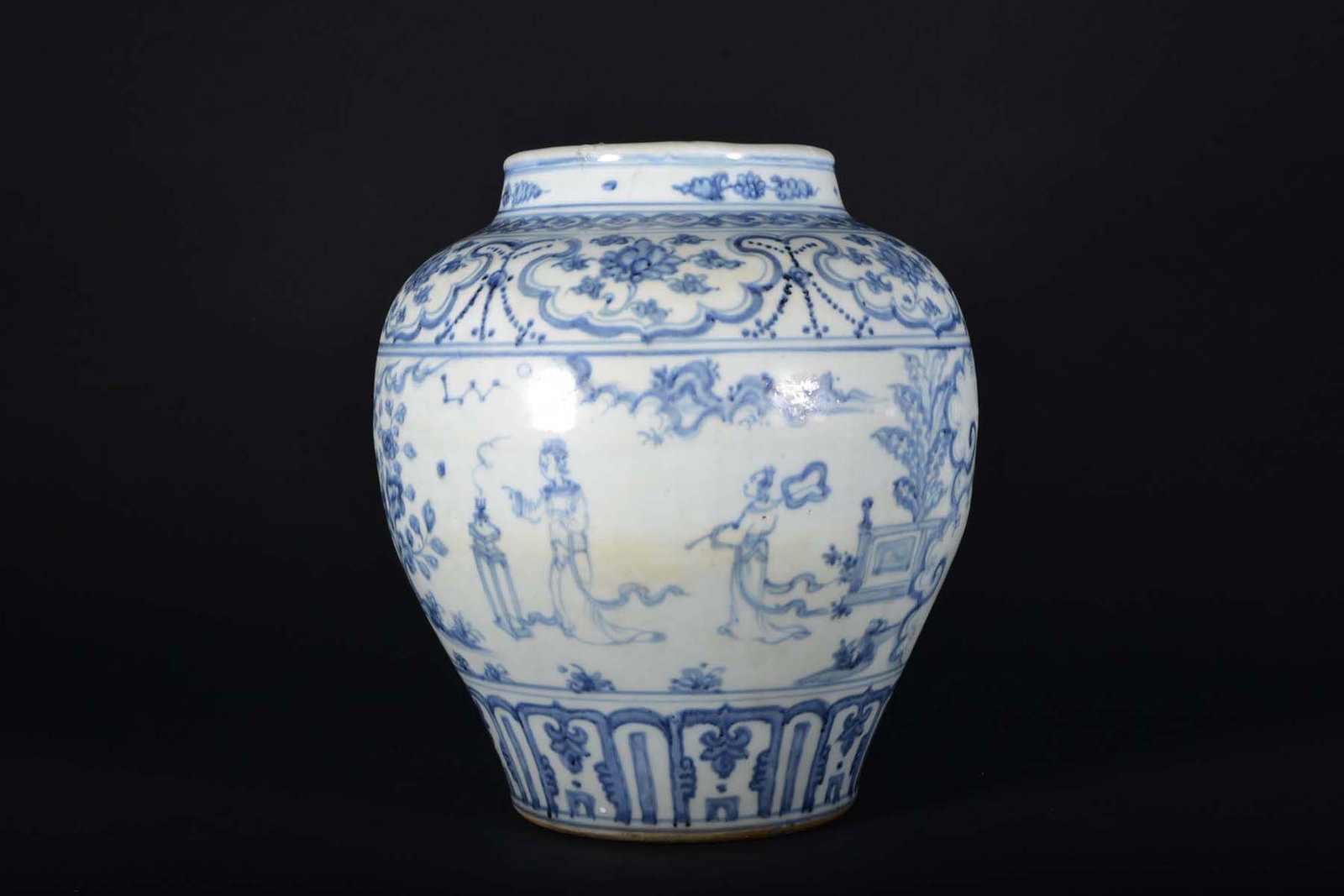 A Blue and White 'Figure' Jar (Ming Period) (1 of 4)