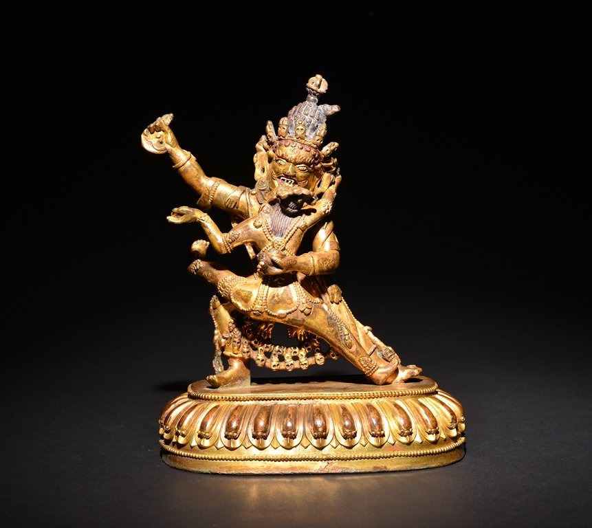 A GILT BRONZE FIGURE OF HEVAJRA WITH NAIRATMYA (1 of 5)