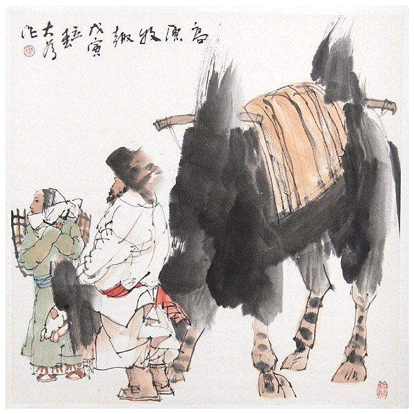 Chinese ink painting by Liu Dawei, fun of browse: Chinese ink painting by Liu Dawei, fun of browse, hanging scroll, contemporary era, 68x68cm