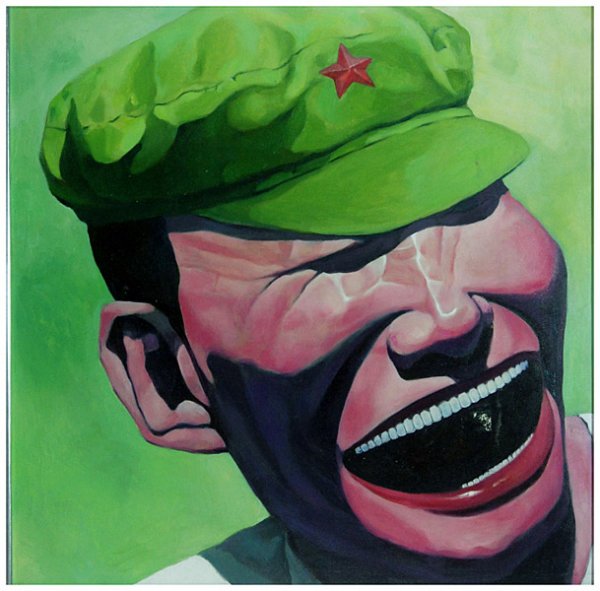 YUE MINJUN, Smile, oil on canvas (framed), modern: YUE MINJUN, Smile, oil on canvas (framed), modern times, 80x80cm