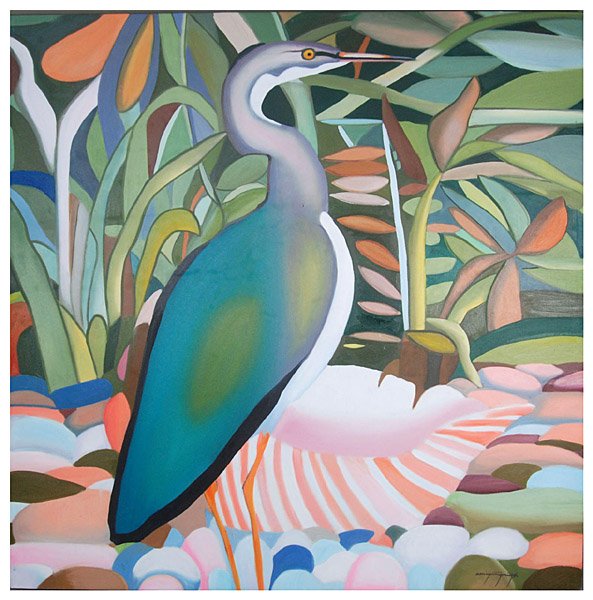 WANG XIANGMING, Crane, oil on canvas (frameless), : WANG XIANGMING, Crane, oil on canvas (frameless), modern times, 100x100cm