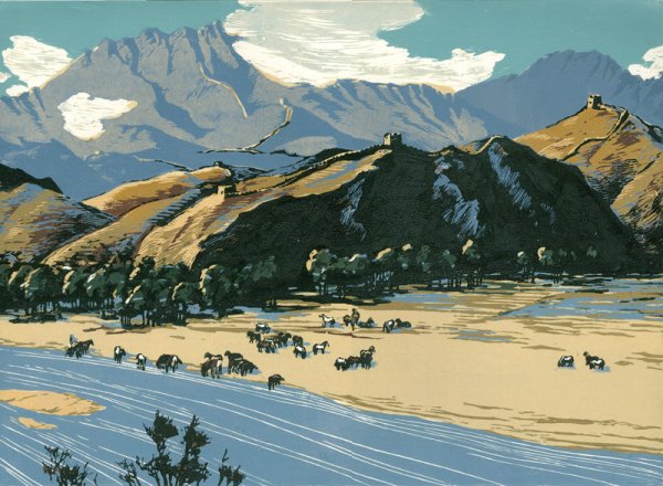 Chen Yuqiang, Chinese Woodblock Print-Feeding hors