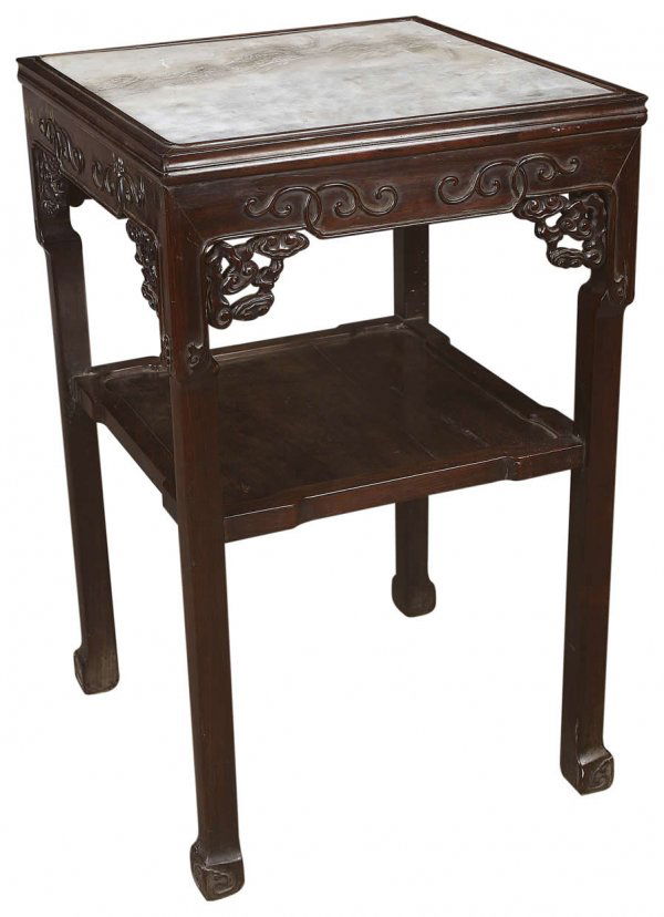 Chinese rosewood tea table inlaid with marble face Jan 18, 2010