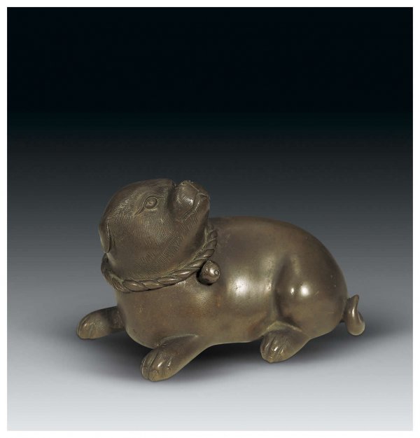 Chinese dog shaped copper censer: ***$1 USD = 6.8 CNY***Chinese dog shaped copper censer , Qing Dynasty,*For Chinese detail description, plese check http://www.auctions100.com