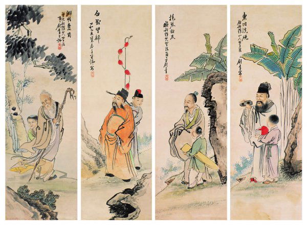 Chinese Figure painting attributed to Wang Wei: ***$1 USD = 6.8 CNY***Chinese Figure painting attributed to Wang Wei,hanging scroll,59*20cm*4 *For Chinese detail description, please check http://www.auctions100.com