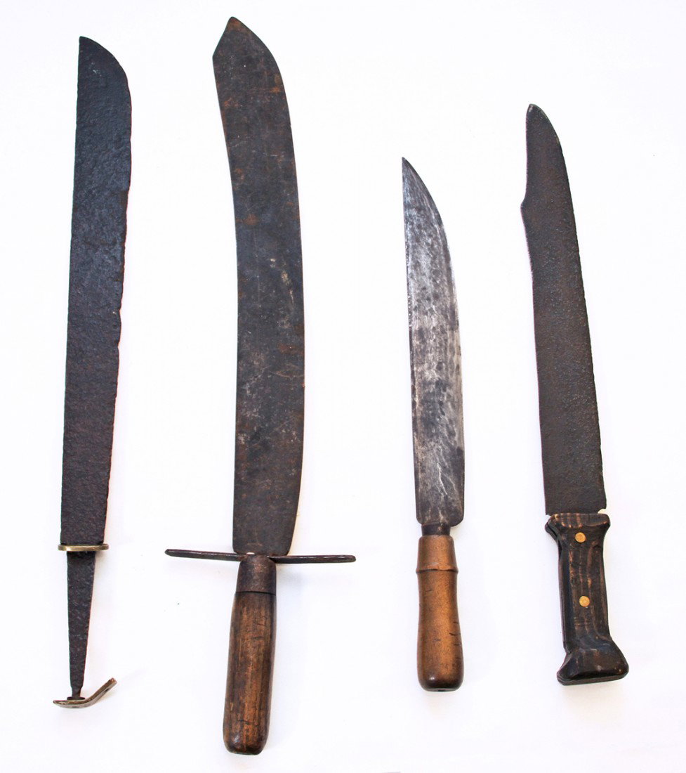LOT OF FOUR OLD LARGE BLADES: Two show pitting and wear to blades. Size: Largest is 24-1/4 inches long