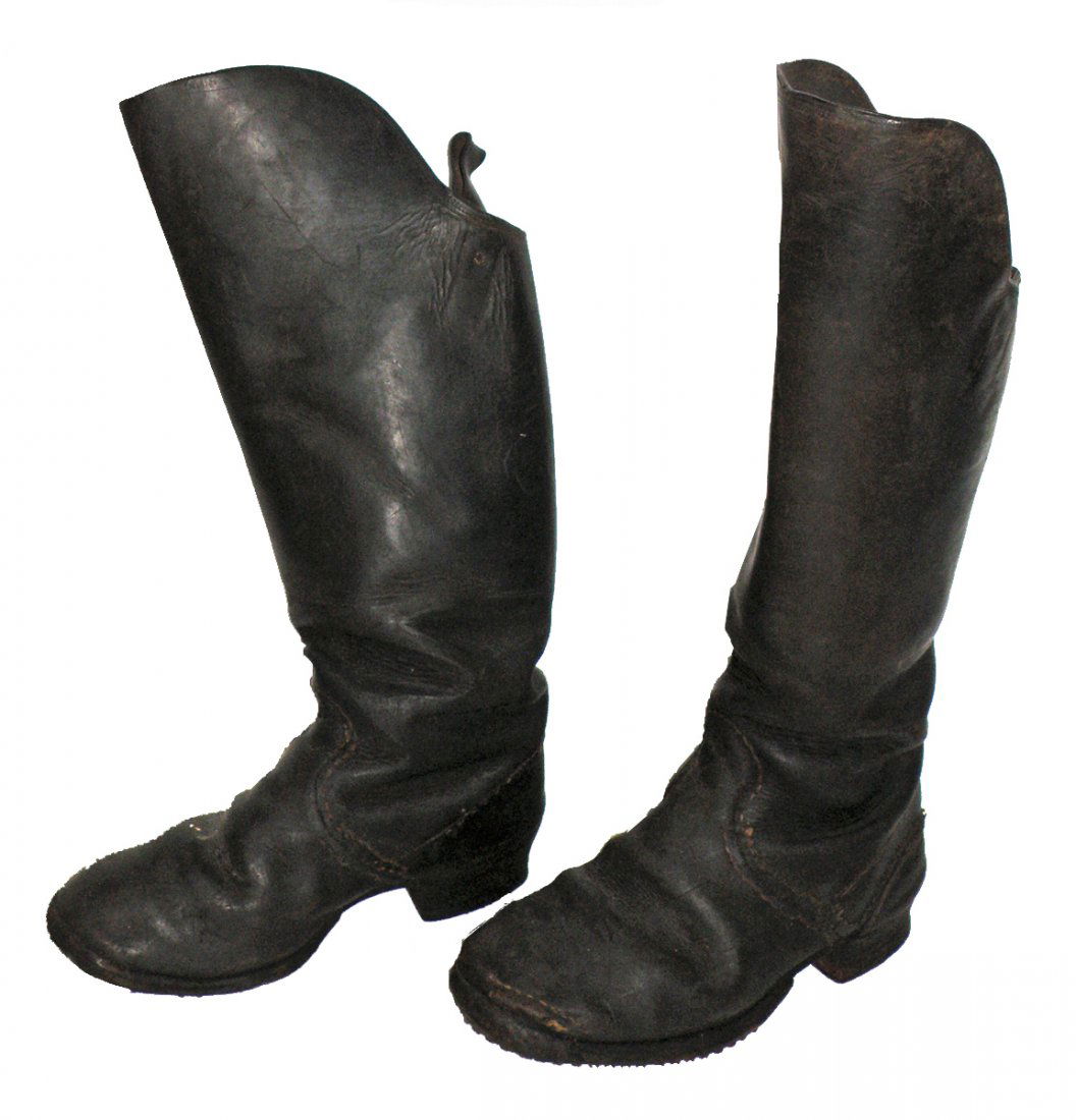 PAIR OF HIGH TOP CAVALRY BOOTS: Civil War era. Size: 20 2/2" high