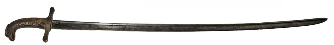 M1833 AMES DRAGOON SWORD: Has added eagle head hilt. Hilt appears to be a period replacement. Possibly for a Mexican War Officer. Blade: 33 3/4" long. Size: 38 1/2" long