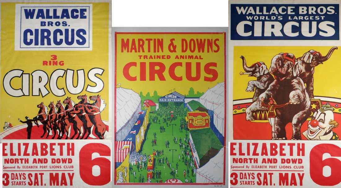 560 THREE 1960S HALF SHEET CIRCUS POSTERS