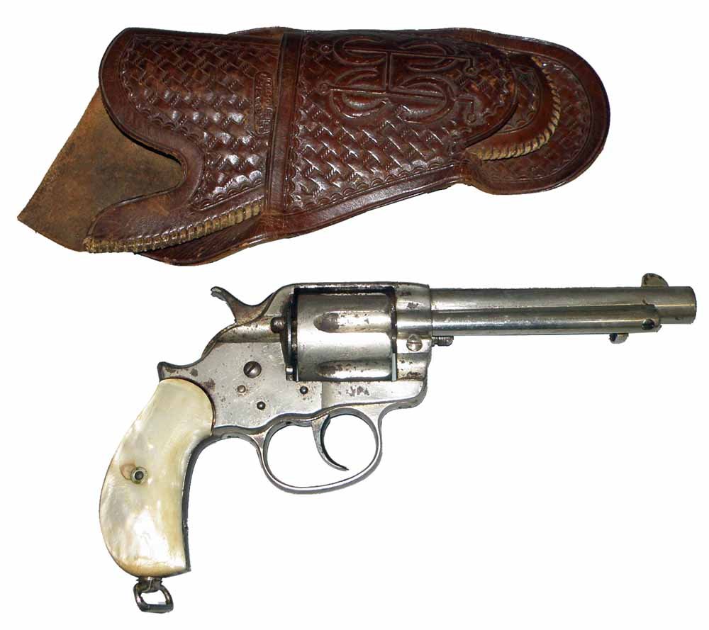COLT M1878 FRONTIERSMAN, .45 CAL. WITH PROVENANCE: Nickel plated Colt Frontiersman. Serial # 21809. Manufactured in 1888. Weapon was purchased new by Sylvanus Smith Hayden brfore a trip to Texas in 1888. Comes with Hayden's custom tooled leather holst